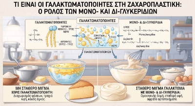 Τι είναι οι γαλακτωματοποιητές στη ζαχαροπλαστική: Ο ρόλος των μονο- και δι-γλυκεριδίων